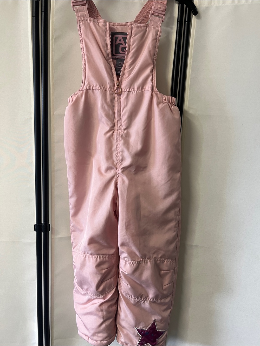 AQ Kids 6x Light Pink Snow Overalls with Star Detail